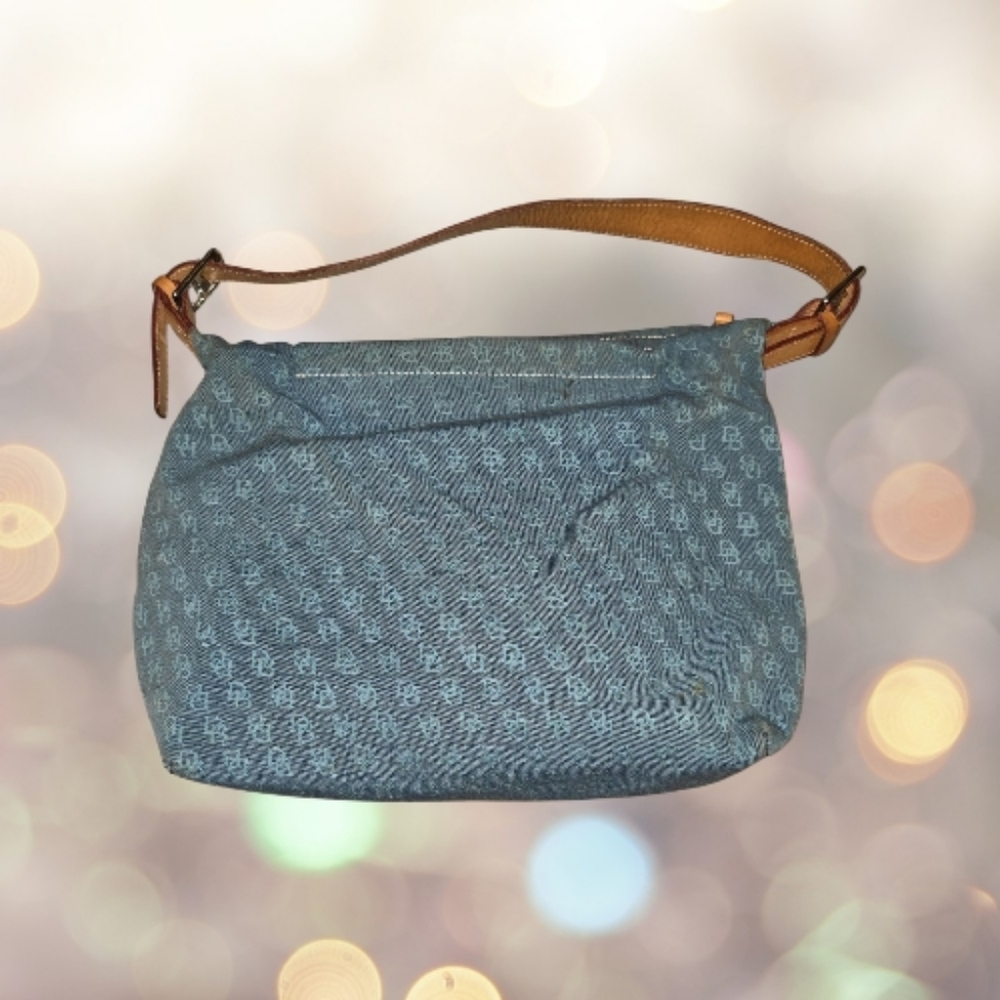 SOLD Dooney & Bourke Denim & Leather Hobo Shoulder Bag Project Purse AS-IS - Picture 2 of 10